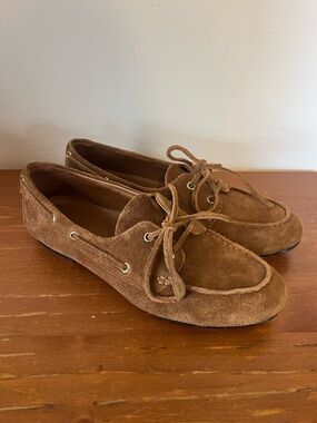 Madewell Jamie leather suede boat shoes loafers in acorn brown, size 9 women’s
